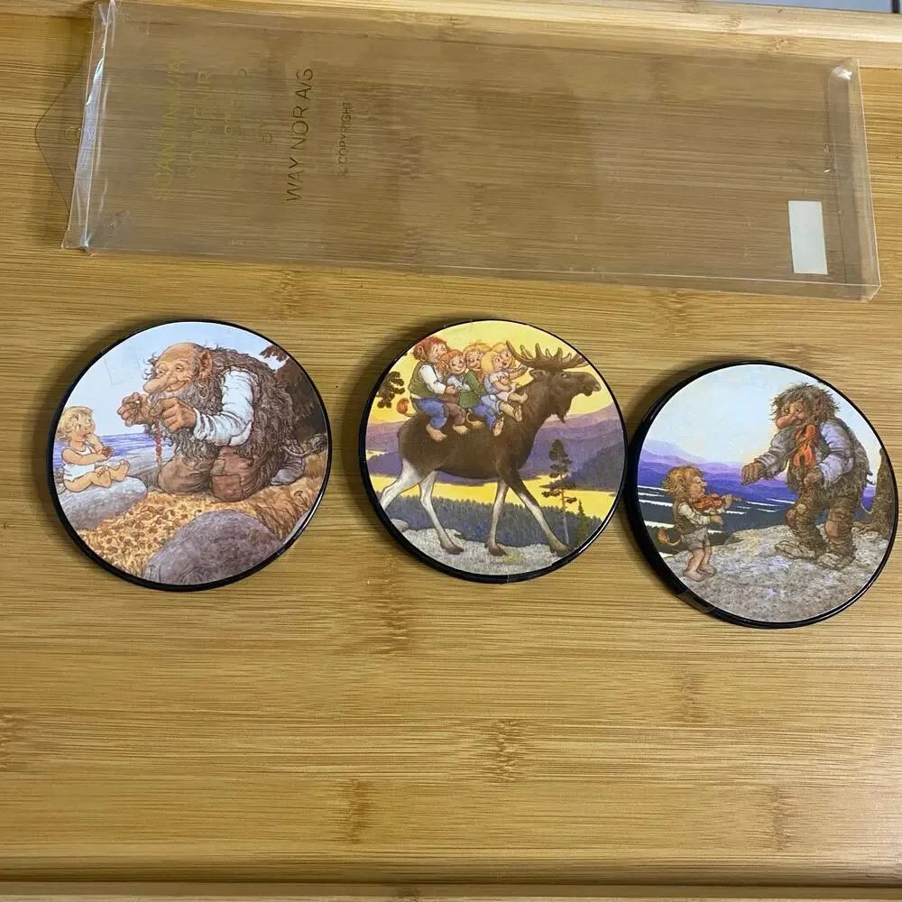 NWT Pack of 6 Scandinavian Souvenir Coasters by Way Nor A/S Trolls of Norway
